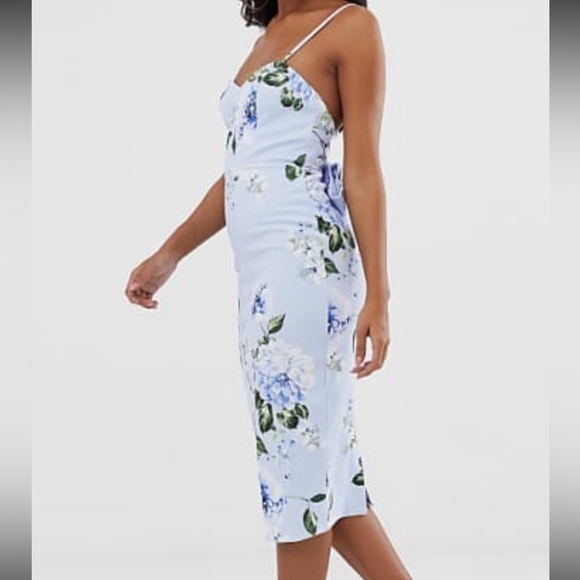 NWT 𩵠ASOS Floral Back Tie Midi Dress - Picture 7 of 8